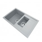 Carysil Concrete Grey 1 and 1/4 Bowl Drainer Granite Kitchen Sink Top/Flush/Under Mount 780 x 500 x 205mm 